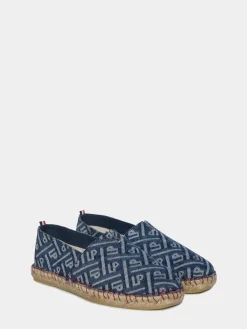 MULHER LION OF PORCHES Sapatos^Alpercatas denim com monograma e sola de borracha