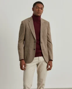 LION OF PORCHES Blazers^Blazer para homem slim fit com padrão de espinha e bolsos