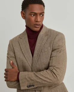 LION OF PORCHES Blazers^Blazer para homem slim fit com padrão de espinha e bolsos