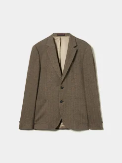 LION OF PORCHES Blazers^Blazer para homem slim fit com padrão de espinha e bolsos