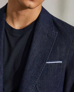 LION OF PORCHES Blazers^Blazer para homem slim fit denim com bolsos