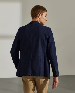 LION OF PORCHES Blazers^Blazer para homem slim fit denim com bolsos