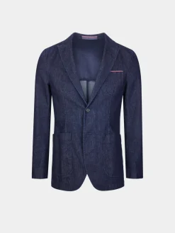 LION OF PORCHES Blazers^Blazer para homem slim fit denim com bolsos