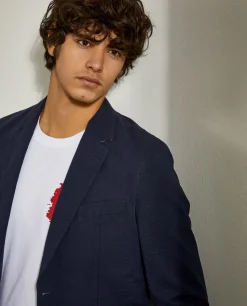 LION OF PORCHES Blazers^Blazer slim fit com textura de riscas seersucker