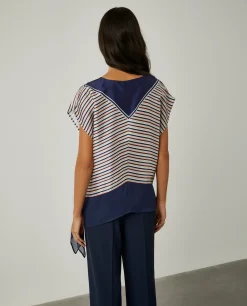 MULHER LION OF PORCHES Blusas^Blusa assimétrica de riscas