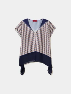 MULHER LION OF PORCHES Blusas^Blusa assimétrica de riscas