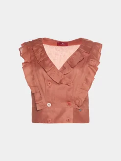MULHER LION OF PORCHES Blusas^Blusa curta folhos