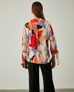 MULHER LION OF PORCHES Blusas^Blusa de algodão com padrão abstrato
