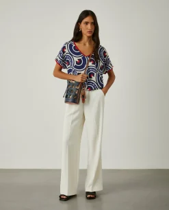 MULHER LION OF PORCHES Blusas^Blusa decote em V com padrão geométrico