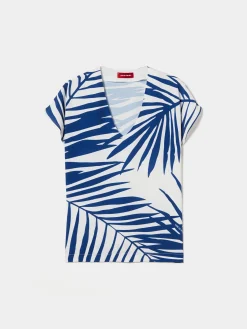 MULHER LION OF PORCHES Blusas^Blusa fluida com padrão palmeiras