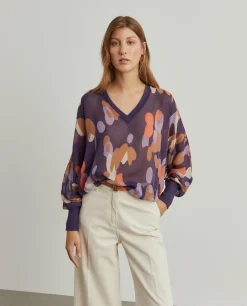 MULHER LION OF PORCHES Blusas^Blusa fluida estampada semi-transparente