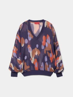 MULHER LION OF PORCHES Blusas^Blusa fluida estampada semi-transparente