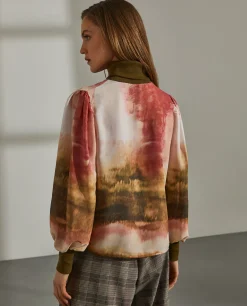 MULHER LION OF PORCHES Blusas^Blusa fluida gola alta