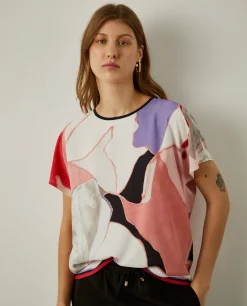 MULHER LION OF PORCHES Blusas^Blusa manga curta com padrão abstrato