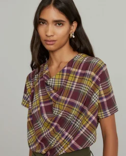 MULHER LION OF PORCHES Blusas^Blusa manga curta tartan