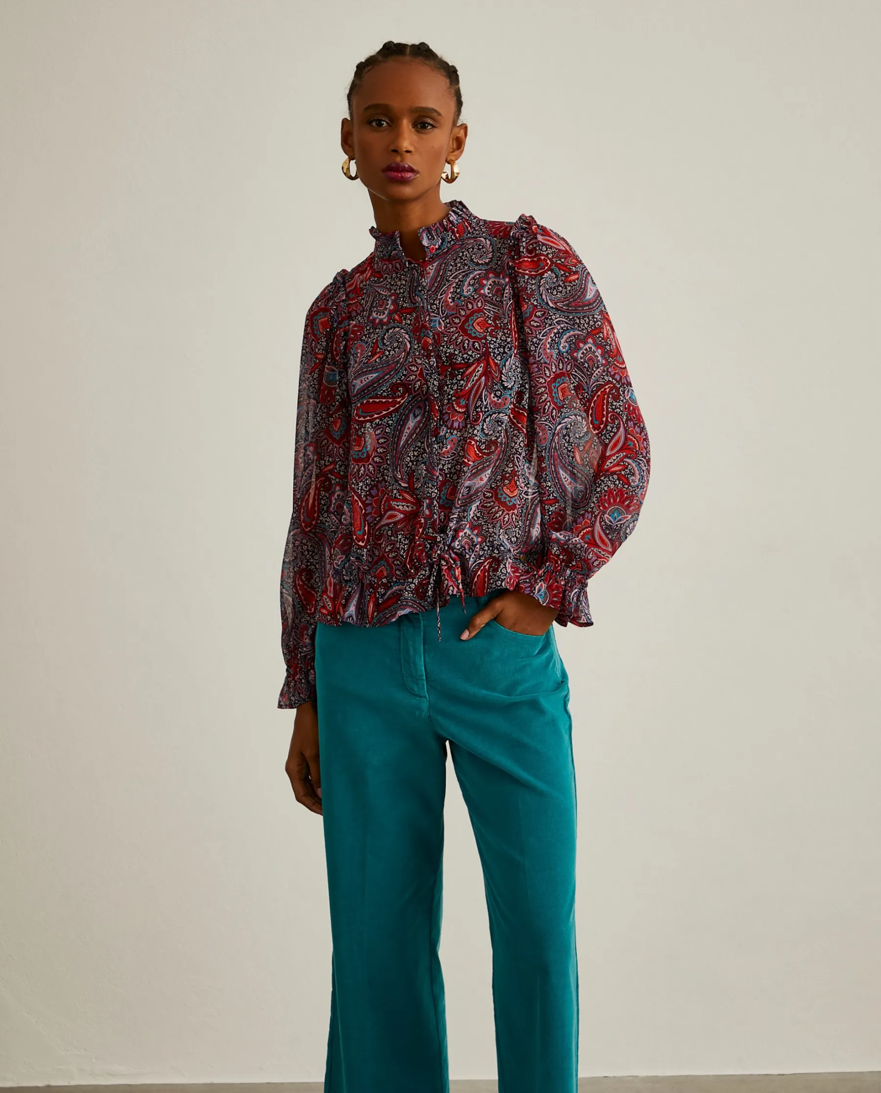MULHER LION OF PORCHES Blusas^Blusa semitransparente com padrão cornucópias