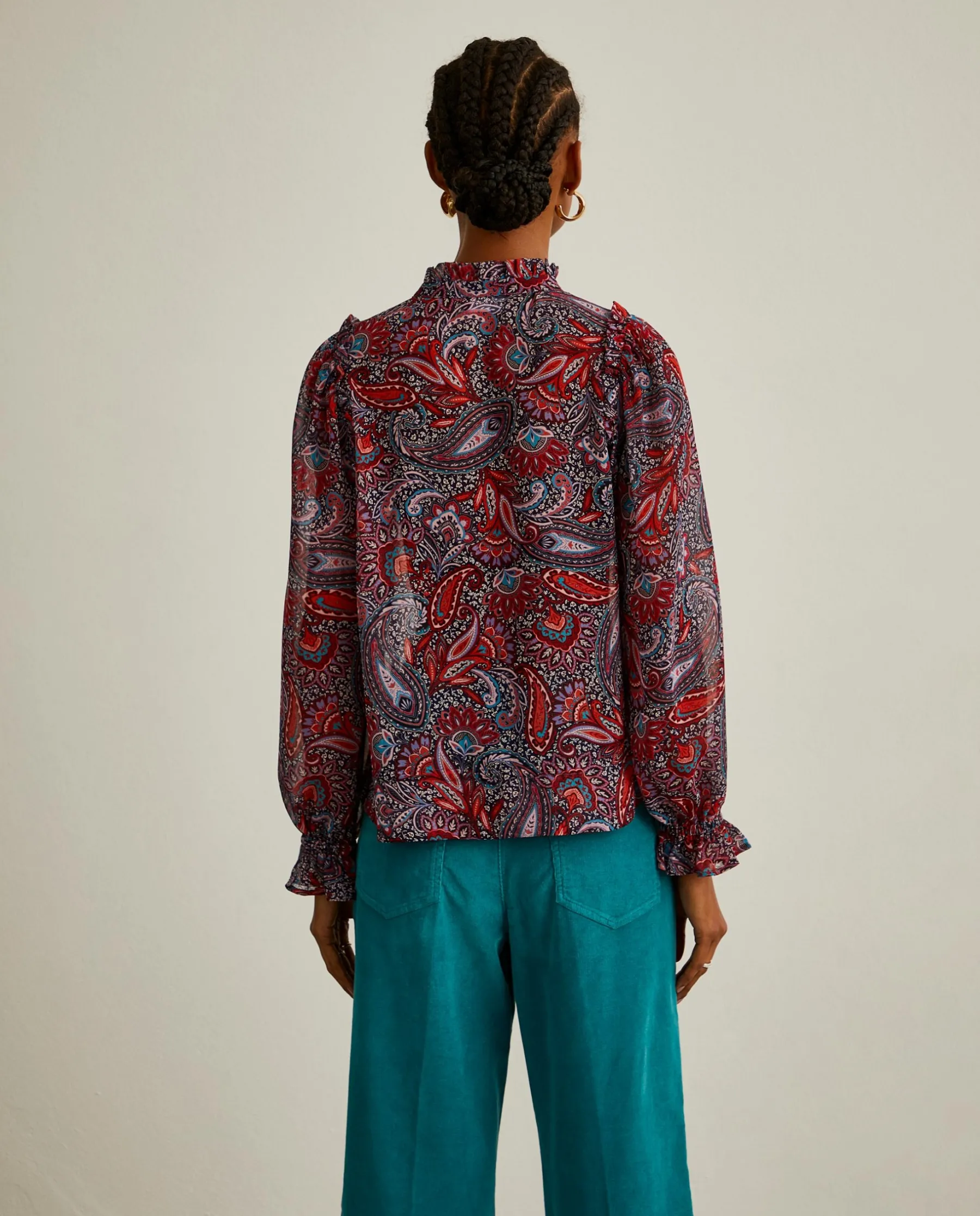 MULHER LION OF PORCHES Blusas^Blusa semitransparente com padrão cornucópias