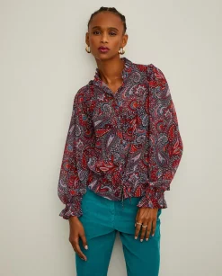 MULHER LION OF PORCHES Blusas^Blusa semitransparente com padrão cornucópias