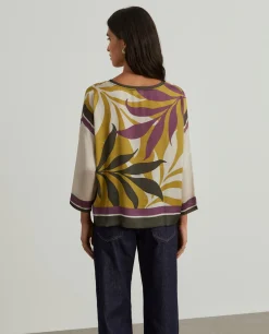 MULHER LION OF PORCHES Blusas^Blusa tropical decote em V