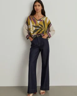 MULHER LION OF PORCHES Blusas^Blusa tropical decote em V