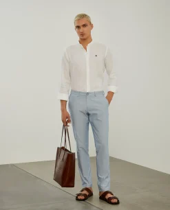 LION OF PORCHES Calças^Calças chino slim fit padrão de riscas