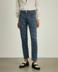 MULHER LION OF PORCHES Calças^Calças denim regular fit com monograma