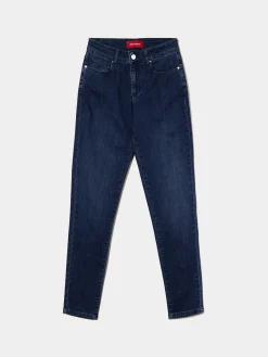 MULHER LION OF PORCHES Calças^Calças denim regular fit de lavagem escura
