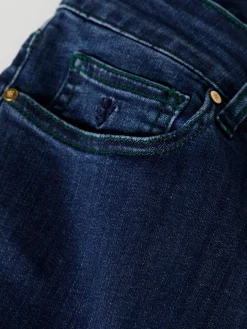MULHER LION OF PORCHES Calças^Calças denim regular fit de lavagem escura