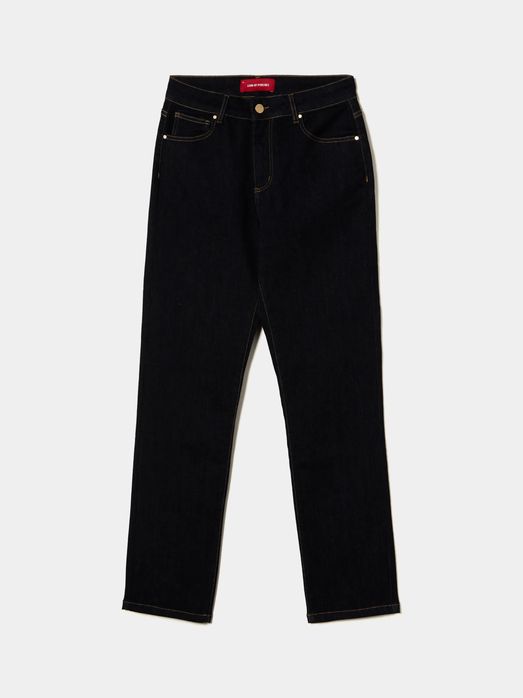 MULHER LION OF PORCHES Calças^Calças denim regular fit lavagem escura