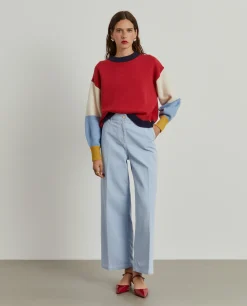 MULHER LION OF PORCHES Calças^Calças denim wide leg