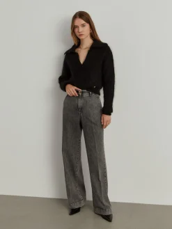 MULHER LION OF PORCHES Calças^Calças denim wide leg