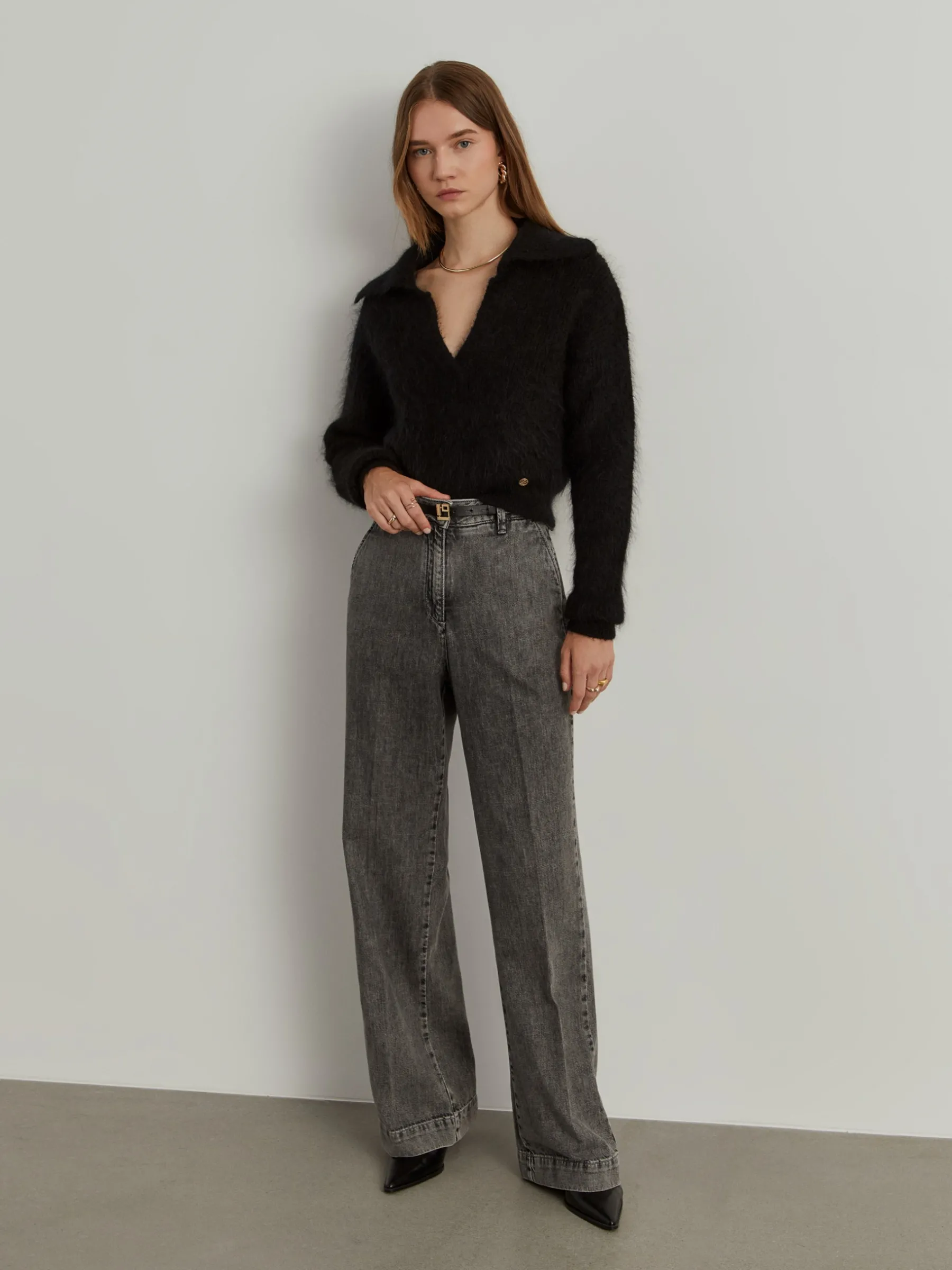 MULHER LION OF PORCHES Calças^Calças denim wide leg