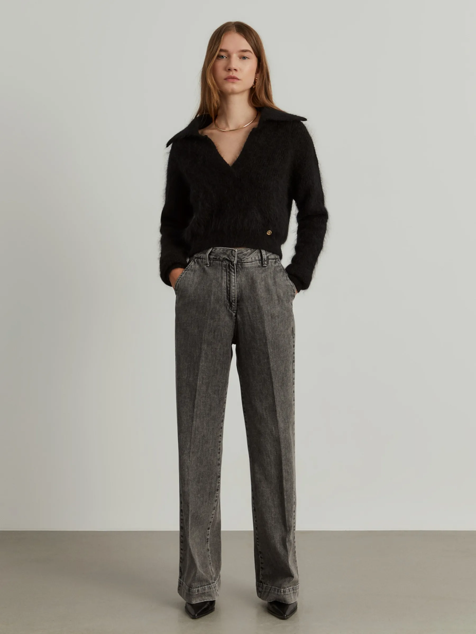 MULHER LION OF PORCHES Calças^Calças denim wide leg