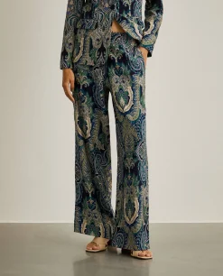 MULHER LION OF PORCHES Calças^Calças pantalona com estampado cornucópia