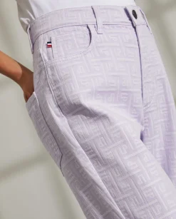 MULHER LION OF PORCHES Calças^Calças regular fit denim com monogramas