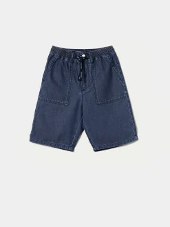 LION OF PORCHES Calções^Calções denim com elástico e cordão na cintura
