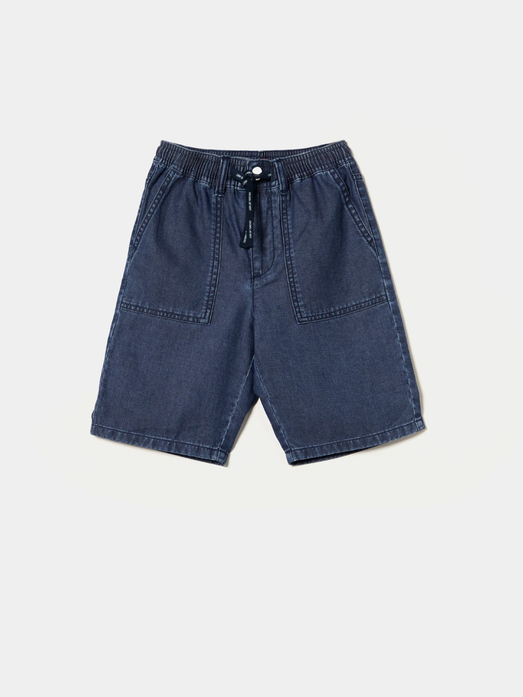 LION OF PORCHES Calções^Calções denim com elástico e cordão na cintura