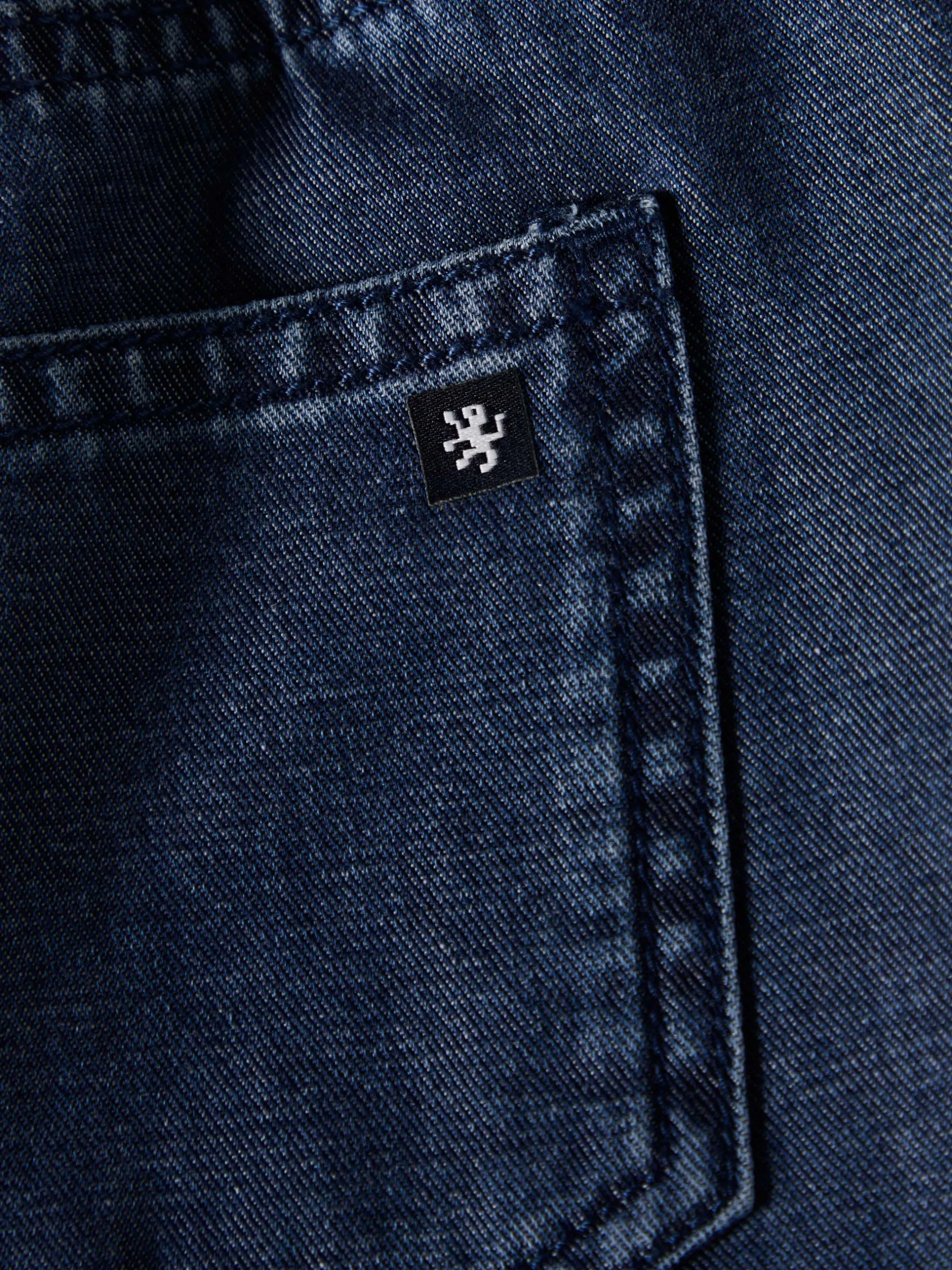 LION OF PORCHES Calções^Calções denim com elástico e cordão na cintura