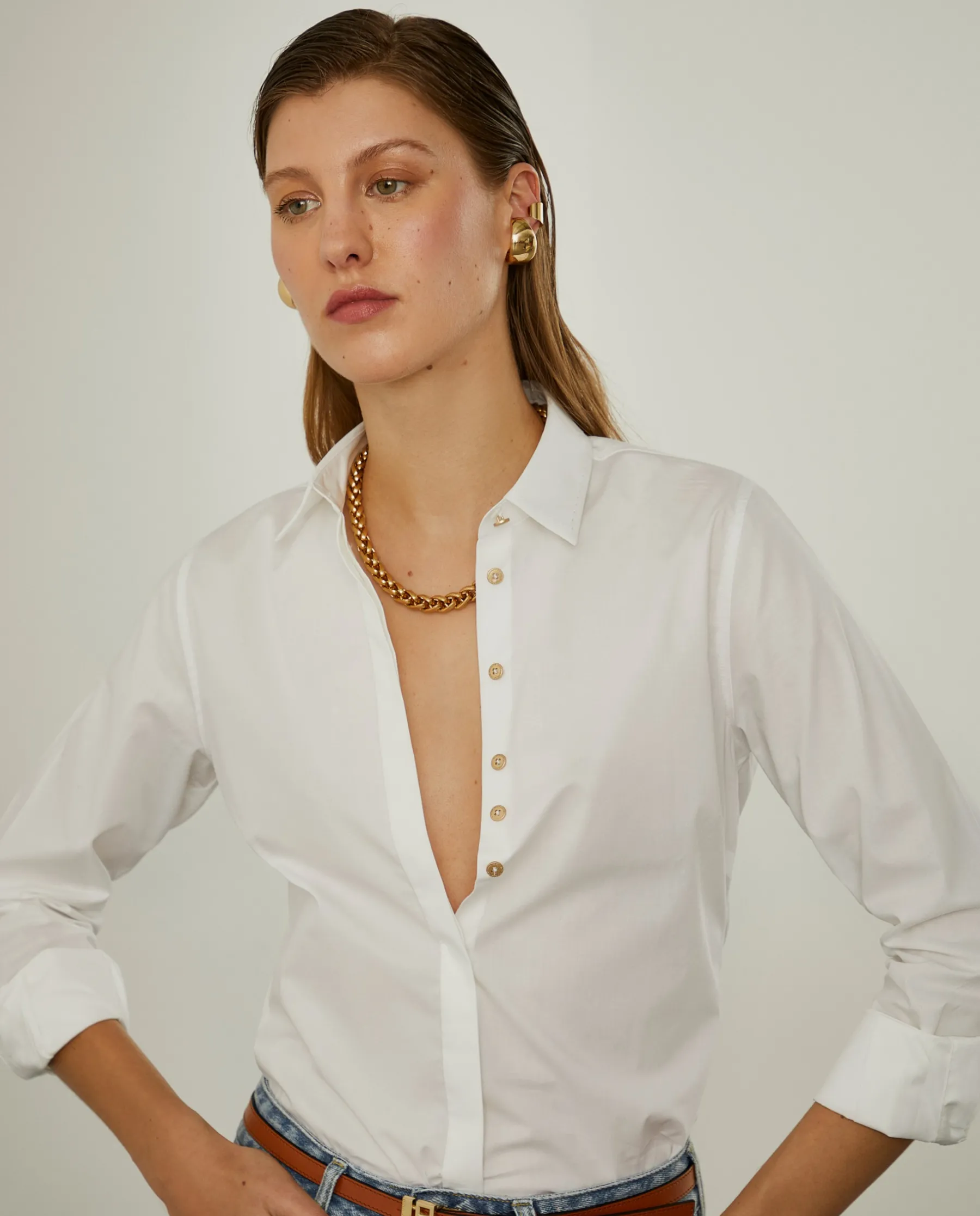 MULHER LION OF PORCHES Camisas^Camisa clássica em algodão