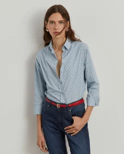 MULHER LION OF PORCHES Camisas^Camisa clássica micro padrão leões