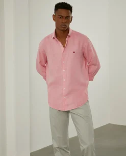 LION OF PORCHES Slim Fit^Camisa de linho slim fit