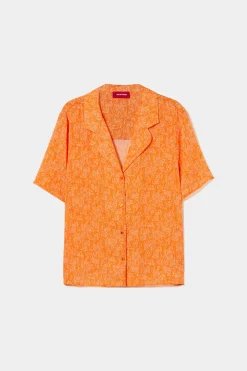 MULHER LION OF PORCHES Camisas^Camisa de manga curta com micro padrão