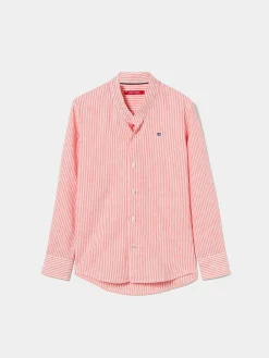 LION OF PORCHES Camisas^Camisa de riscas com gola mandarim