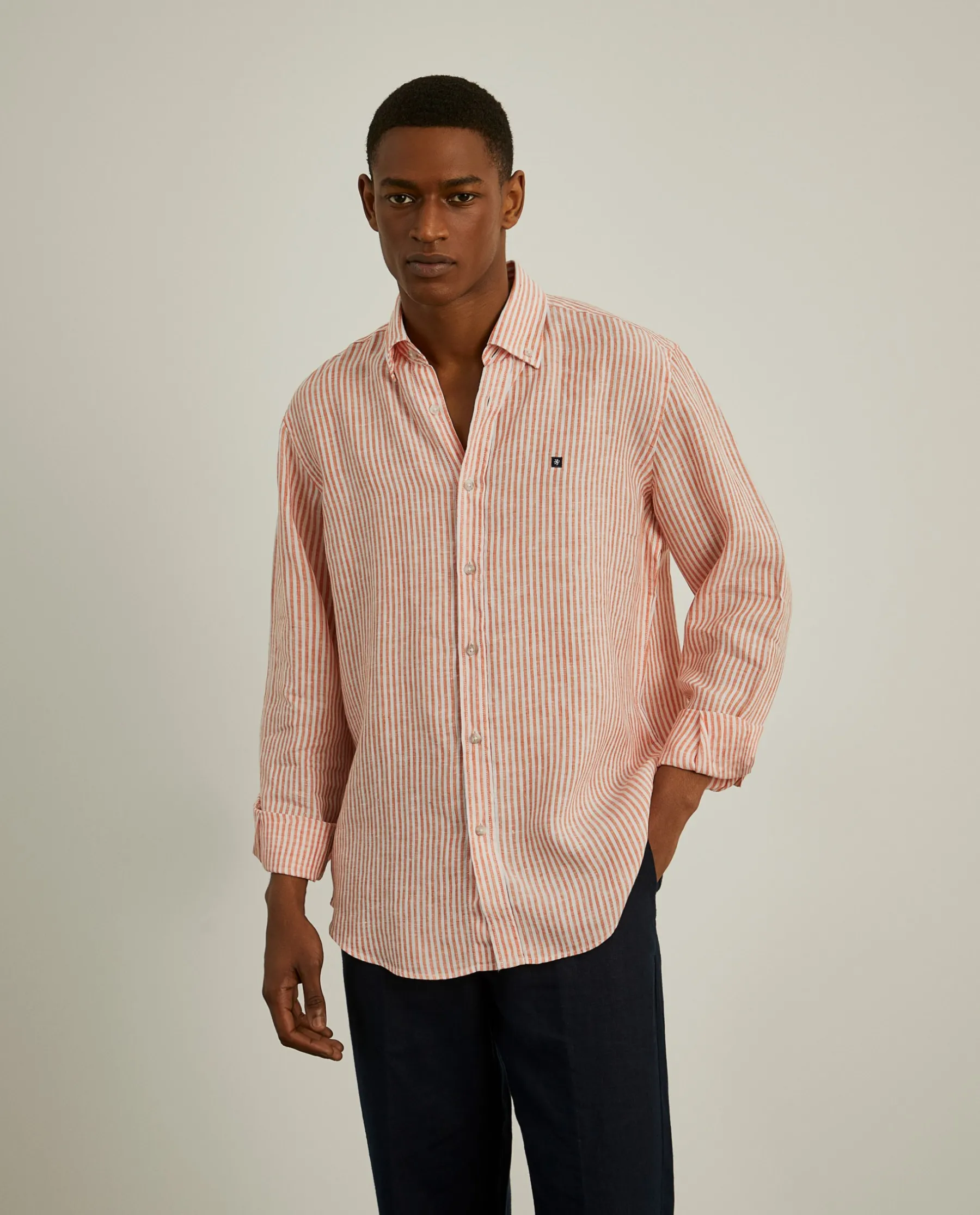 LION OF PORCHES Regular Fit^Camisa de riscas em linho