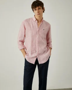 LION OF PORCHES Regular Fit^Camisa de riscas em linho