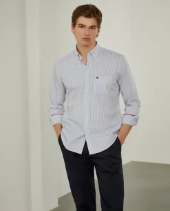 LION OF PORCHES Regular Fit^Camisa de riscas regular fit em popelina