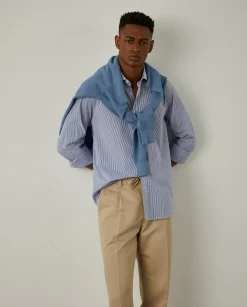 LION OF PORCHES Slim Fit^Camisa de riscas slim fit em popelina