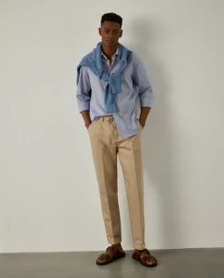 LION OF PORCHES Slim Fit^Camisa de riscas slim fit em popelina