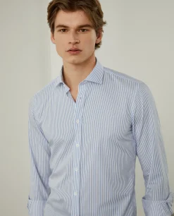 LION OF PORCHES Slim Fit^Camisa de riscas slim fit em popelina