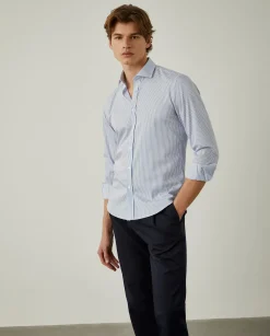 LION OF PORCHES Slim Fit^Camisa de riscas slim fit em popelina
